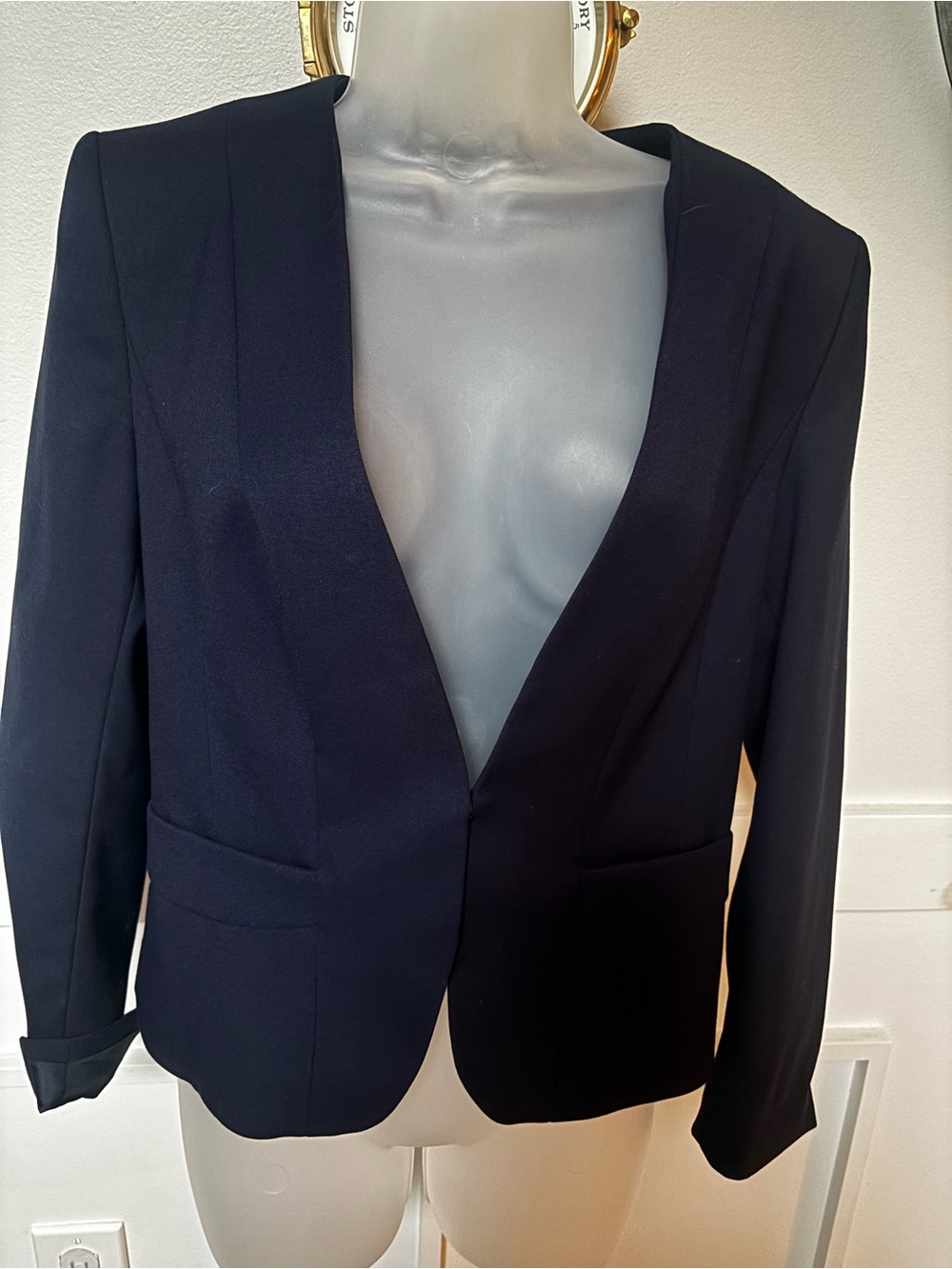 H&M Women's Navy Open-Front Blazer